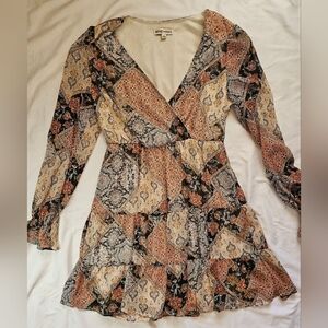 Inspired Hearts Juniors Multicolor Patchwork Long Sleeve Short Dress Size Large